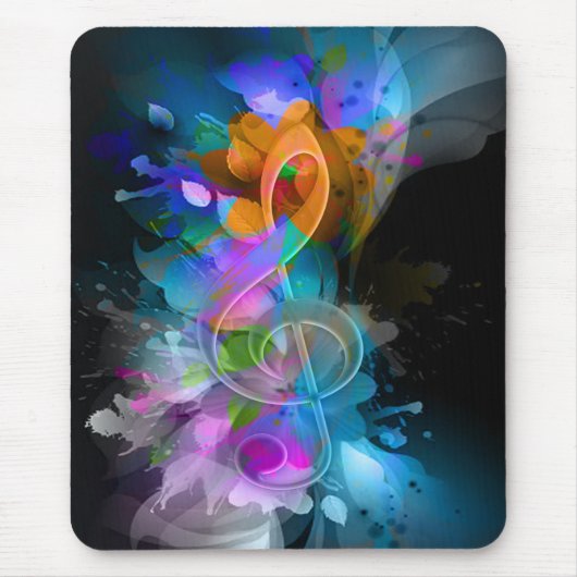 Schöne Farben Treble Clef Blume Blätter Paint Mousepad (Vorne)