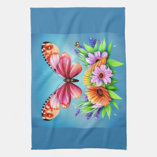 Schöne Farbenblende und Blume Geschirrtuch (Vertikal)