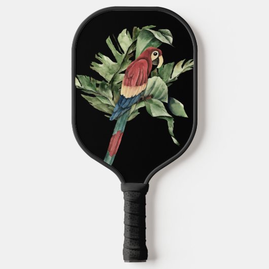 SCHÖNE, FARBENFARBENE PARROT KUNSTTROPISCHE BLÄTTE PICKLEBALL SCHLÄGER (Vorderseite)