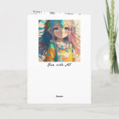 Schöne farbenfrohe Anime Girl Geburtstag Karte (Rückseite)