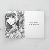 Schöne farbenfrohe Anime Girl Geburtstag Karte (Innenseite)