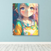 Schöne farbenfrohe Anime Girl Leinwanddruck (Insitu (Holzboden))