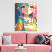 Schöne farbenfrohe Anime Girl Leinwanddruck (Insitu (Wohnzimmer))