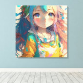 Schöne farbenfrohe Anime Girl Leinwanddruck (Insitu (Holzboden))