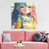 Schöne farbenfrohe Anime Girl Leinwanddruck (Insitu (Wohnzimmer))