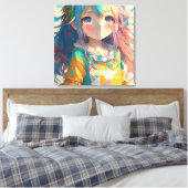 Schöne farbenfrohe Anime Girl Leinwanddruck (Insitu (Schlafzimmer))