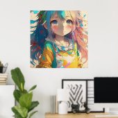 Schöne farbenfrohe Anime Girl Poster (Heimbüro)