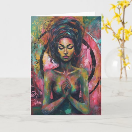 Schöne farbenfrohe Betrügerin Karte (Gelbe Blume)