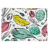 Schöne farbenfrohe Blätter l Turkos White Große Geschenktüte (Rückseite)