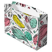 Schöne farbenfrohe Blätter l Turkos White Große Geschenktüte (Rückseite Schrägansicht)