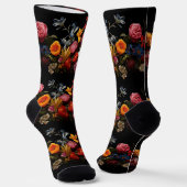 Schöne farbenfrohe Blume auf schwarz Socken (Gewinkelt)