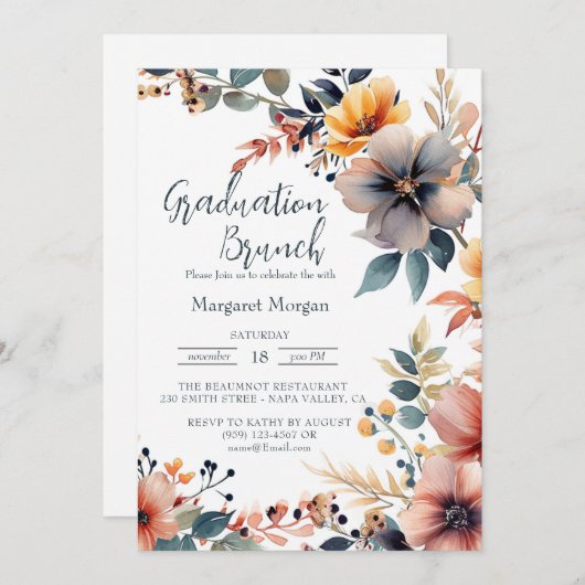 Schöne farbenfrohe Blume Brautparty Einladung (Vorne/Hinten)