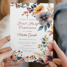 Schöne farbenfrohe Blume Erste Heilige Kommune Einladung