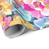 Schöne farbenfrohe Blume Geschenkpapier (Rolleneckpunkt)