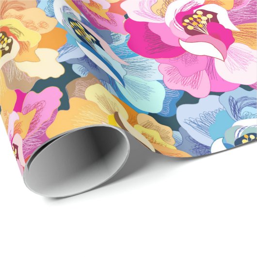Schöne farbenfrohe Blume Geschenkpapier (Rolleneckpunkt)
