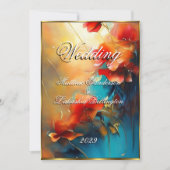 Schöne farbenfrohe Blumen Moderne Hochzeit Einladung (Vorderseite)