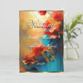 Schöne farbenfrohe Blumen Moderne Hochzeit Einladung (Stehend Vorderseite)