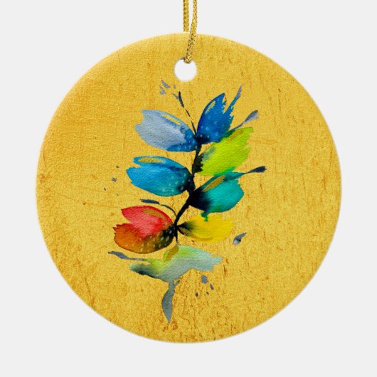 Schöne farbenfrohe, blumenlose Blume Keramik Ornament (Vorne)