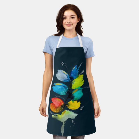 Schöne farbenfrohe, blumenlose Blume Schürze (Getragen)