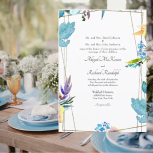 Schöne farbenfrohe Blumige Hochzeit beider Eltern Einladung