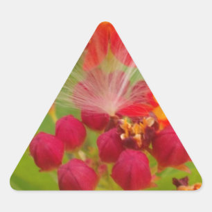 Schöne, farbenfrohe Blüte mit Milkweed Art Printin Dreieckiger Aufkleber