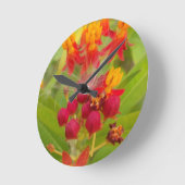 Schöne, farbenfrohe Blüte mit Milkweed Art Printin Runde Wanduhr (Winkel)