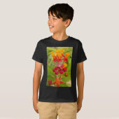 Schöne, farbenfrohe Blüte mit Milkweed Art Printin T-Shirt (Vorne ganz)