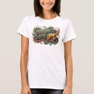 Schöne farbenfrohe BRUNCH LIFE Slogan T-Shirt