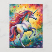 Schöne farbenfrohe Fantasy Einhorn Postkarte (Vorderseite)