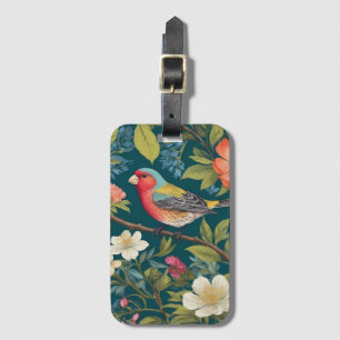 Schöne farbenfrohe Finch Bird Botanisch Gepäckanhänger
