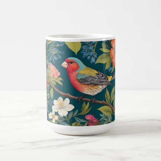 Schöne farbenfrohe Finch Bird Botanisch Kaffeetasse (Mittel)