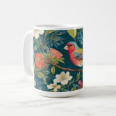 Schöne farbenfrohe Finch Bird Botanisch Kaffeetasse (Vorderseite Links)