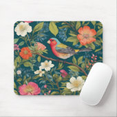Schöne farbenfrohe Finch Bird Botanisch Mousepad (Mit Mouse)