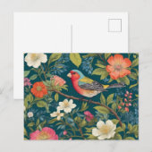 Schöne farbenfrohe Finch Bird Botanisch Postkarte (Vorne/Hinten)