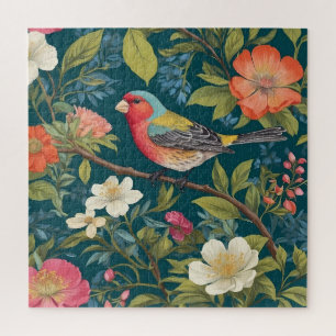 Schöne farbenfrohe Finch Bird Botanisch Puzzle
