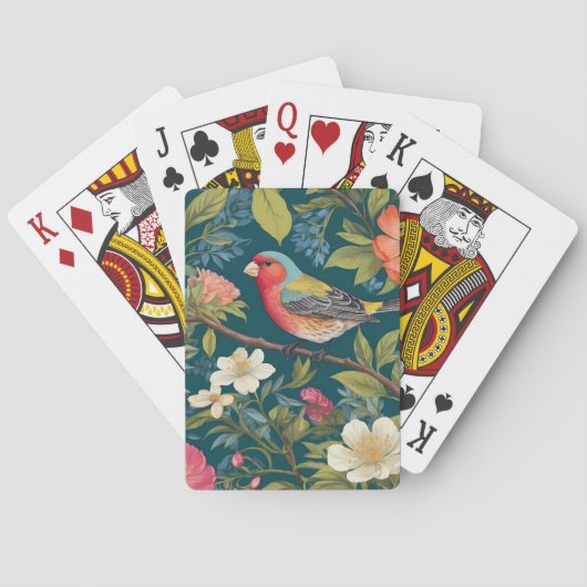Schöne farbenfrohe Finch Bird Botanisch Spielkarten (Rückseite)