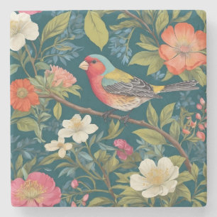 Schöne farbenfrohe Finch Bird Botanisch Steinuntersetzer