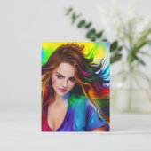 Schöne farbenfrohe Frau Postkarte (Stehend Vorderseite)