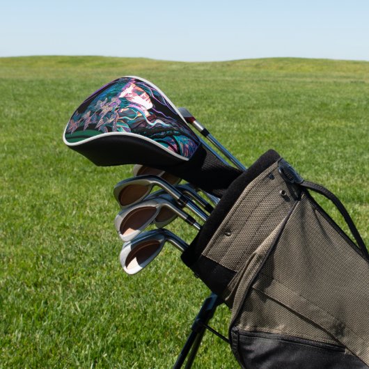 Schöne farbenfrohe Frau und Pflanze Golf Headcover (In SItu)