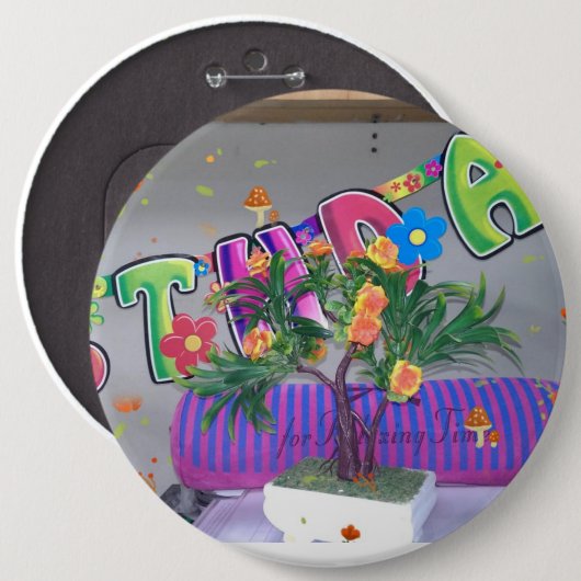 Schöne farbenfrohe Geburt Button (Vorne & Hinten)