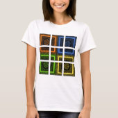 Schöne, farbenfrohe, geometrische Streifen T-Shirt (Vorderseite)