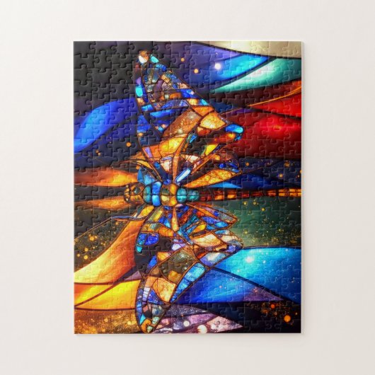 Schöne farbenfrohe glänzende geflügelte Libelle Puzzle (Vertikal)