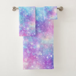 Schöne farbenfrohe glitzernde Hintergrund Badhandtuch Set
