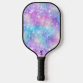 Schöne farbenfrohe glitzernde Hintergrund Pickleball Schläger (Rückseite)