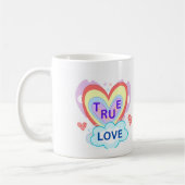 schöne farbenfrohe Herzen wahre Liebe Kaffeetasse (Links)