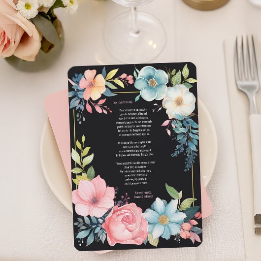 Schöne farbenfrohe Hochzeit der Flora Dankeskarte