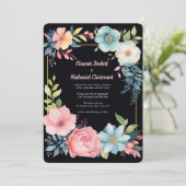 Schöne farbenfrohe Hochzeit der Flora Einladung (Stehend Vorderseite)