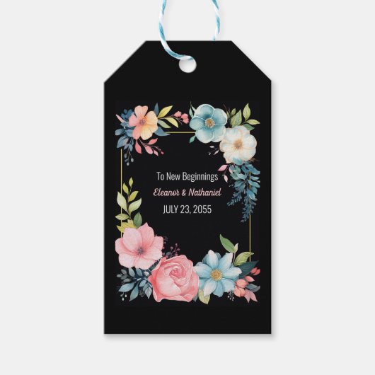 Schöne farbenfrohe Hochzeit der Flora Geschenkanhänger (Vorderseite)