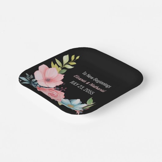 Schöne farbenfrohe Hochzeit der Flora Pappteller (Gewinkelt)