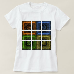 Schöne farbenfrohe karierte geometrische Streifen T-Shirt